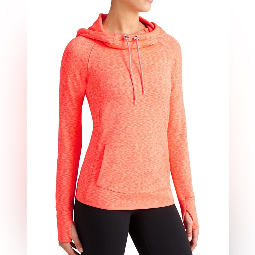 Athleta women’s Tranquility hoodie bright coral. Size Medium